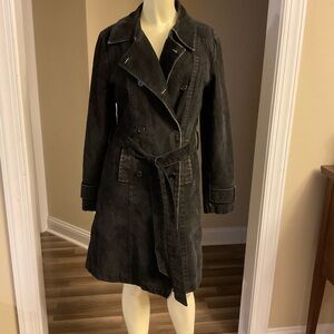 Mexx Black Double-Breasted Trench Coat